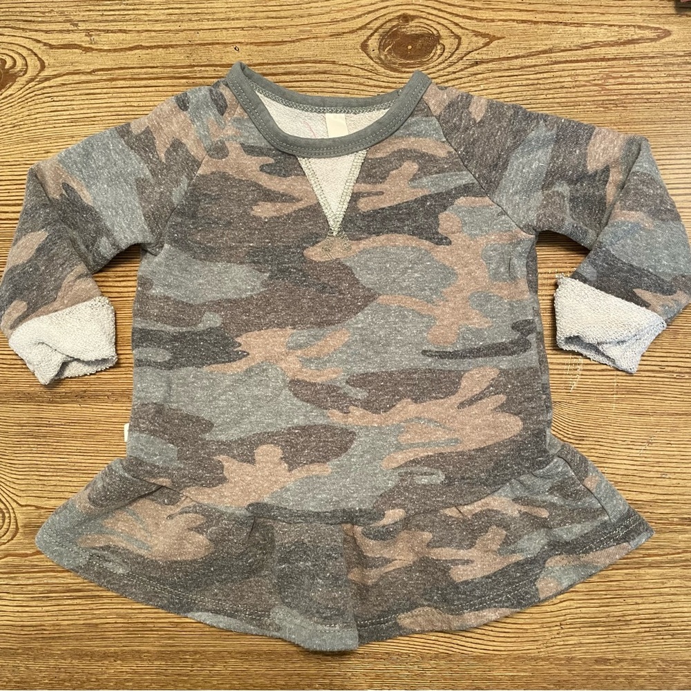 Childhoods Faded Camo Long Sleeve Peplum Sweatshirt